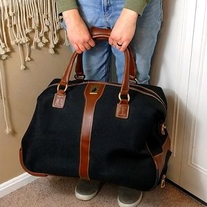 London Fog travel tote bag wheels black carry on